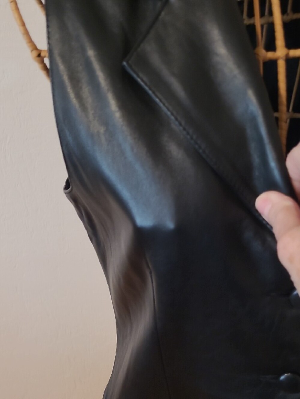 Black Leather Blazer Vest - Tailored Women's 100% Leather - Picture 5 of 11